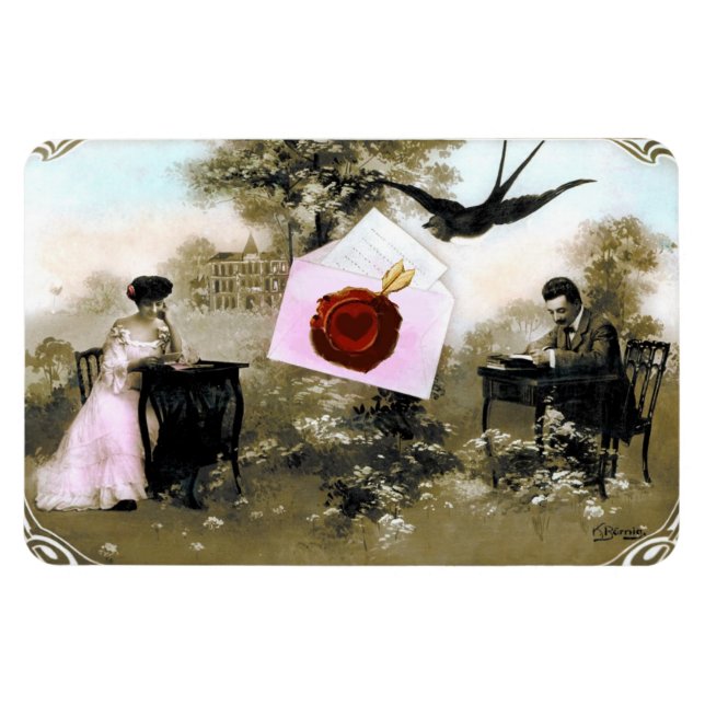 IMÁN CARTA DE VALENTINA ROMÁNTICA, SELLO DE CERA ROJA (Horizontal)
