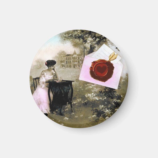 IMÁN CARTA DE VALENTINA ROMÁNTICA, SELLO DE CERA ROJA (Frente)