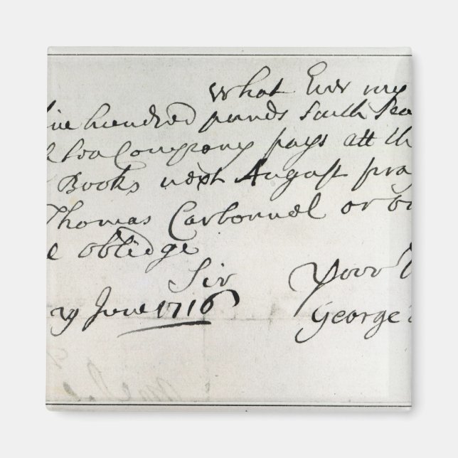 Imán Carta escrita por Handel, junio de 1716 (Frente)
