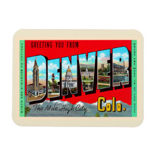 Imán Carta grande de Denver Colorado CO Vintage