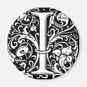 Imán Carta I Monograma medieval Art Nouveau
