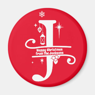 Imán Carta J Monograma Nombre inicial de familia Saludo