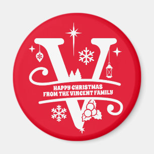 Imán Carta V Monograma Nombre inicial de familia Saludo