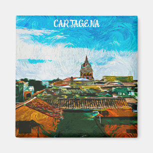 Imán Cartagena Colombia Pintura Ciudad Vista