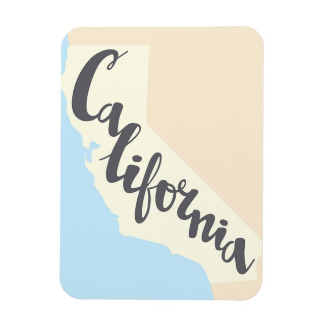 Imán Cartas de pincel de California con mapa de silueta (Vertical)