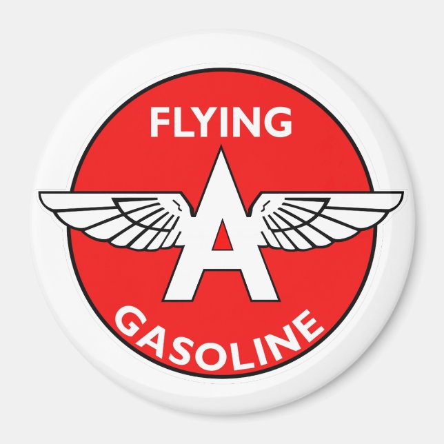 Imán Cartel antiguo de Flying A Gasoline (Frente)