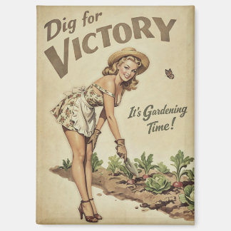 Imán Cartel Antiguo de Jardinería 'Cava para la Victori