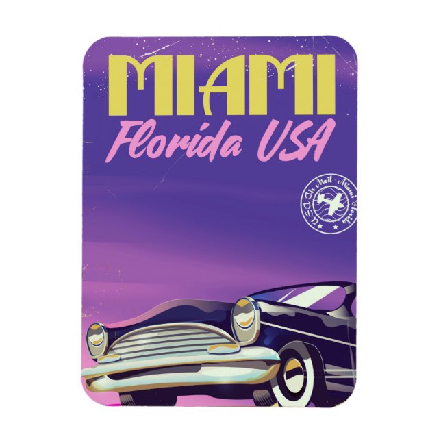 Imán Cartel antiguo de Miami Florida EE. UU. (Vertical)