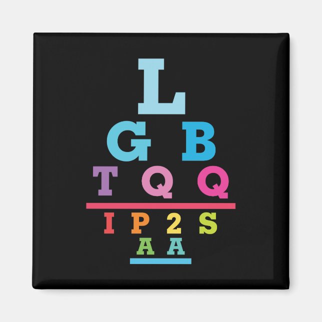 Imán Cartel de agudeza visual con acrónimo de Orgullo G (Frente)