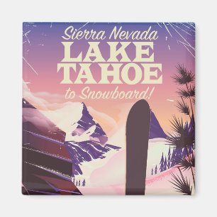 Imán Cartel de esquí de Lake Tahoe Sierra Nevada USA