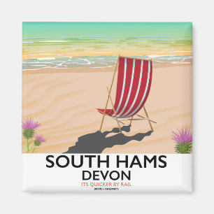 Imán cartel de la playa de South Hams Devon