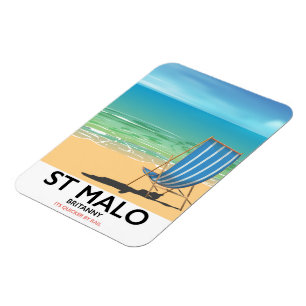Imán Cartel de la playa de St Malo, Bretaña
