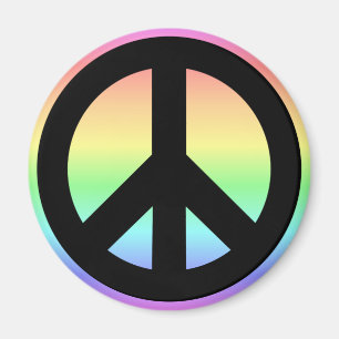 Imán Cartel de Paz Arcoíris Pastel