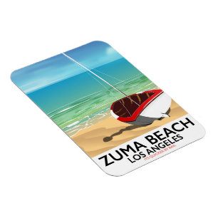 Imán Cartel de playa de Zuma Beach LA Rail