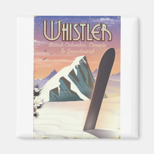 Imán Cartel de snowboarding de Whistler Columbia Britán