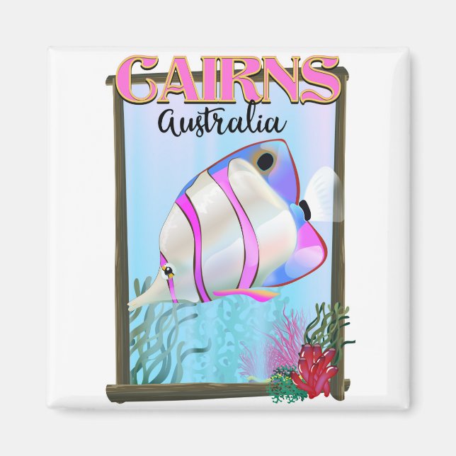 Imán Cartel de vacaciones de Cairns Australia (Frente)