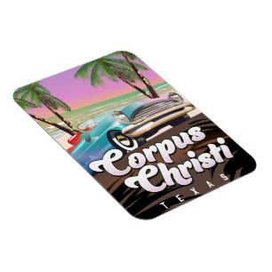 Imán cartel de vacaciones de Corpus Christi Texas