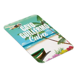 Imán cartel de vacaciones en la playa de Cayo Guillermo