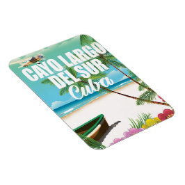 Imán cartel de vacaciones en la playa de Cayo Largo del