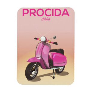 Imán Cartel de vacaciones en scooter en Procida Italia