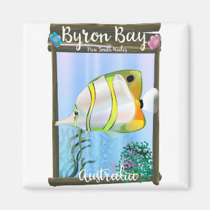 Imán Cartel de viaje a Byron Bay Australia.
