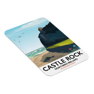 Imán cartel de viaje a castillo roca irlanda del norte.