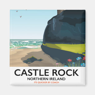 Imán cartel de viaje a castillo roca irlanda del norte.