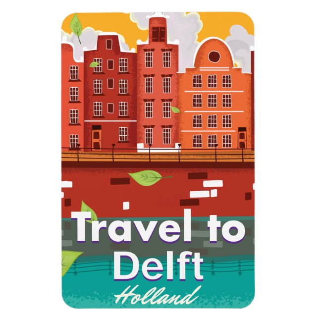 Imán Cartel de viaje a Delft Holanda (Vertical)