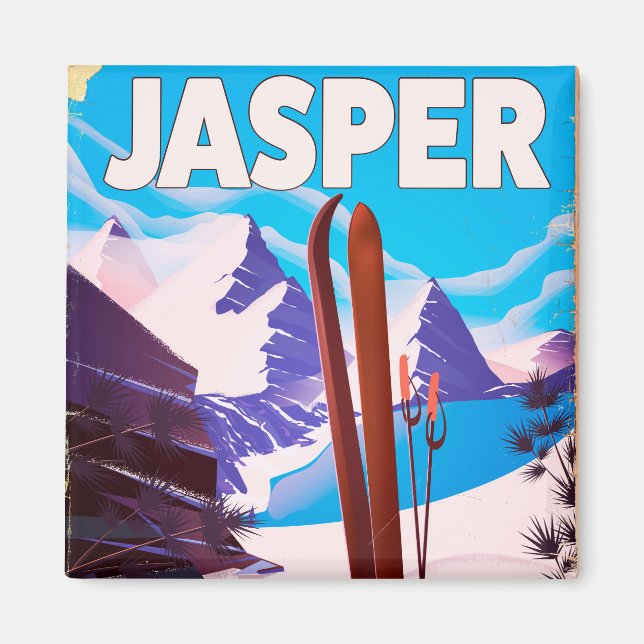 Imán Cartel de viaje a Jasper Alberta Canadá (Frente)