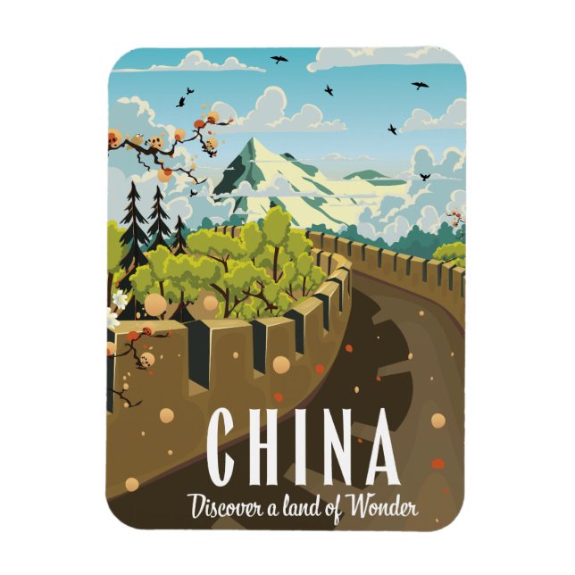 Imán Cartel de viaje a la Gran Muralla de China (Vertical)