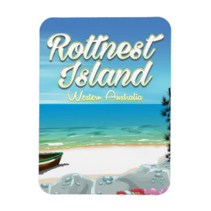 Imán Cartel de viaje a la isla Rottnest Australia océan