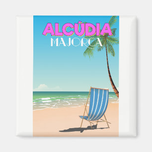 Imán Cartel de viaje a la playa de Alcúdia Mallorca