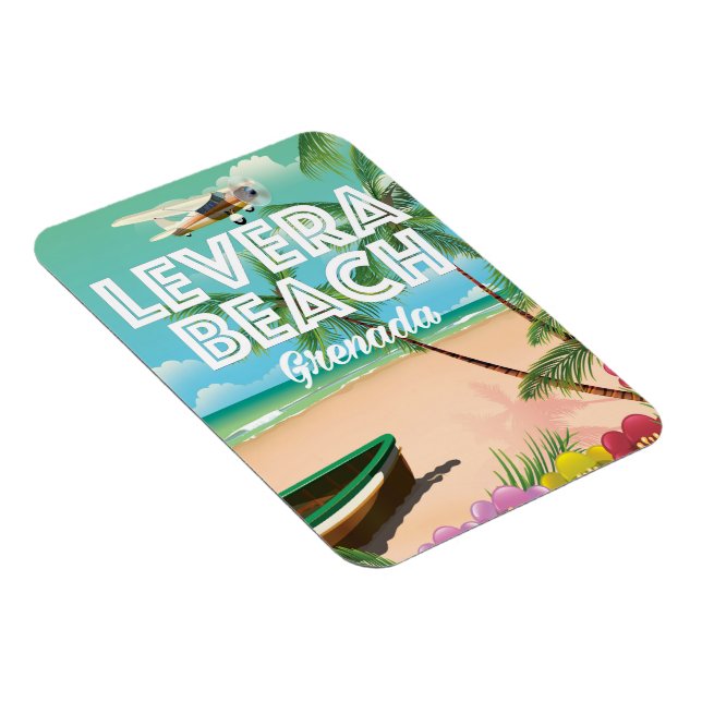 Imán Cartel de viaje a la playa de Grenada levera (Lado Derecho)