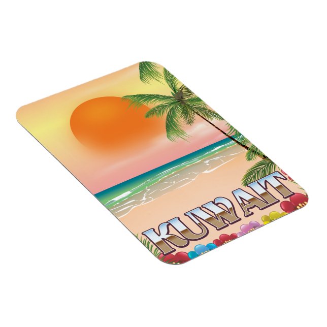 Imán cartel de viaje a la playa de Kuwait (Lado Derecho)
