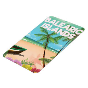 Imán cartel de viaje a la playa de las Islas Baleares