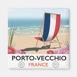 Imán Cartel de viaje a la playa de Porto-Vecchio, Franc