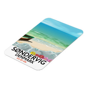 Imán Cartel de viaje a la playa de Søndervig Dinamarca