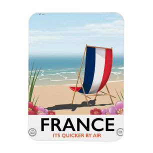 Imán cartel de viaje a la playa junto al mar en Francia
