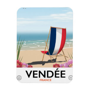 Imán cartel de viaje a la playa junto al mar en Francia