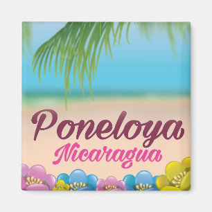 Imán cartel de viaje a la playa Poneloya Nicaragua