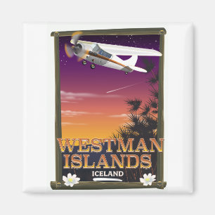 Imán cartel de viaje a las Islas Westman Islandia