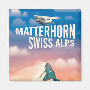Imán cartel de viaje a los Alpes suizos Matterhorn