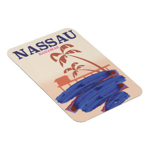 Imán Cartel de viaje a Nassau Bahamas playa