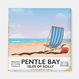 Imán cartel de viaje a Pentle Bay Isles of Scilly