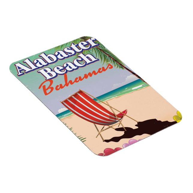 Imán cartel de viaje a Playa de Alabastro Bahamas (Lado Derecho)