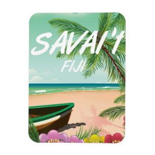 Imán cartel de viaje a Savai'i Fiji Samoa
