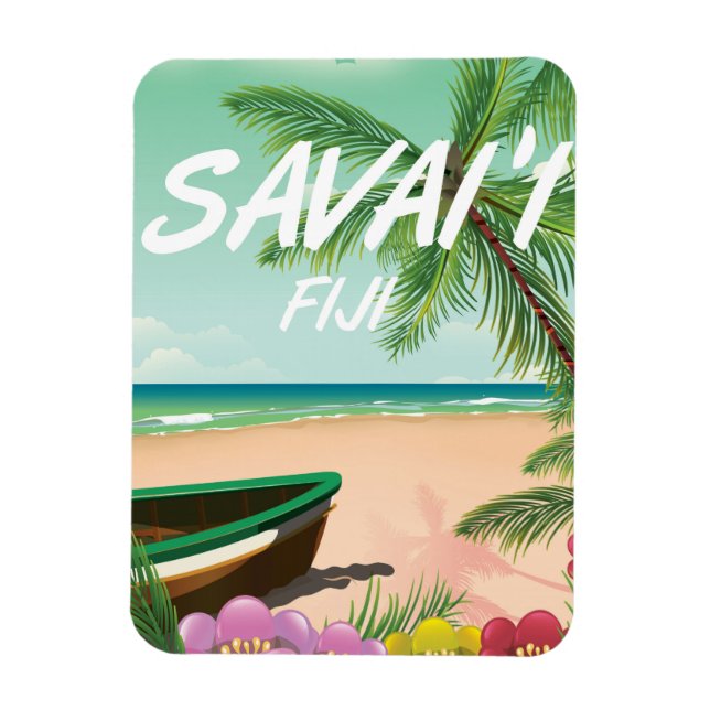 Imán cartel de viaje a Savai'i Fiji Samoa (Vertical)