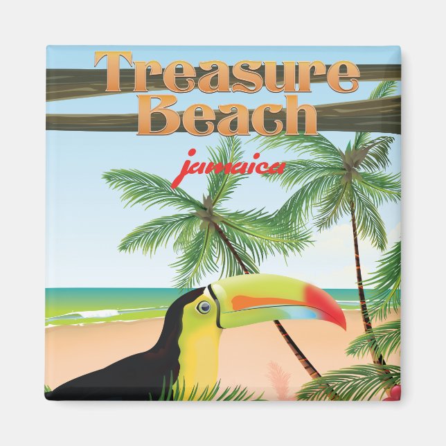 Imán Cartel de viaje a Treasure Beach Jamaica (Frente)