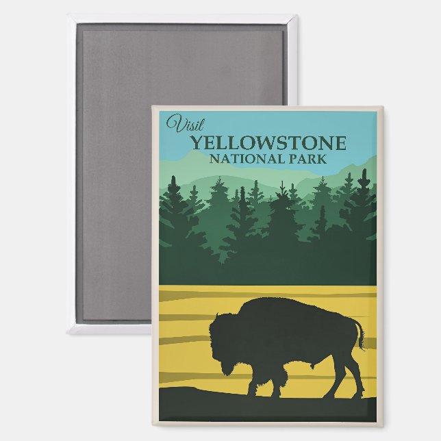 Imán Cartel de viaje a Yellowstone (Anverso/Reverso)