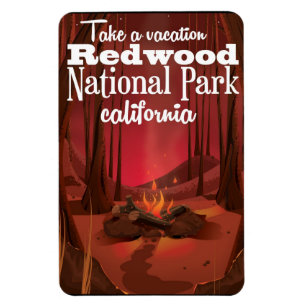 Imán Cartel de viaje al Parque Nacional Redwood, Califo